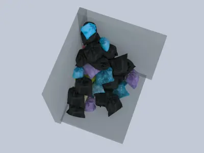 Big Garbage Bags Pile in Interior Street Corner 3D model