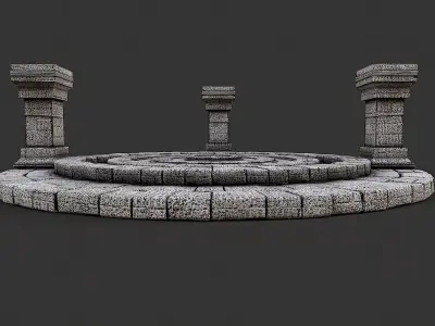 Ancient Circular Stone Platform Altar 3 Low-poly 3D model