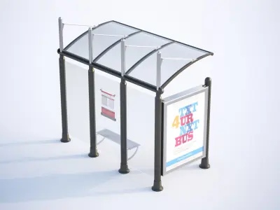 Bus stop with information board 3D model