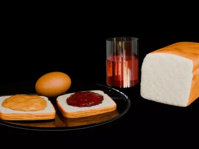 Food Breakfast Set 3 Low-poly 3D model