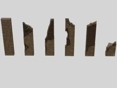 Destroyed Ruin Abandoned Buildings  Low-poly 3D model