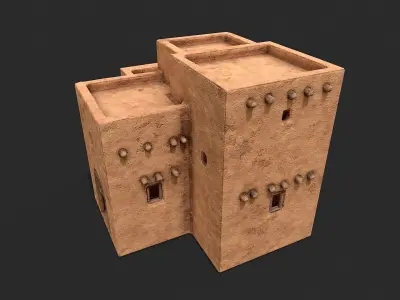 Clay Desert Egypt Village House 8 Low-poly 3D model