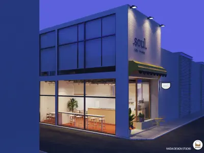 Bakery store interior and exterior scene 3D model