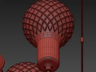 Glamorous modern chandelier with brass and glass balls 3D model