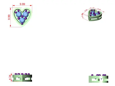 Heart Diamond Pendant CAD Design STL 3DM File 3D print model