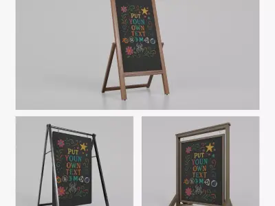 Customizable Double-Sided Chalkboard Signs 3D Model Pack