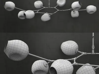Branching bubble 9 lamps 3 3D model