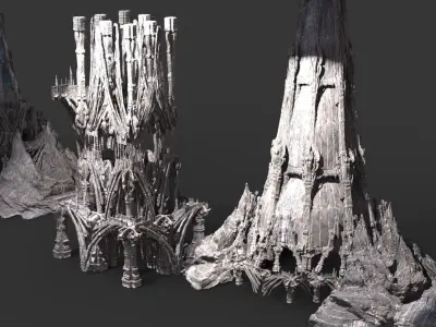 Hyborian Ancient Temple arena towers collection 3D 3D model