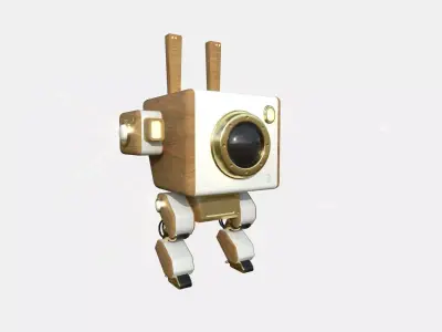 Robot C3 Wood - Sentinel Character SciFi Design Low-poly 3D model