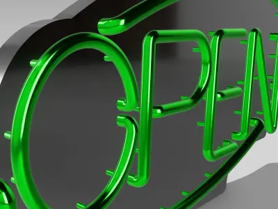 OPEN Neon Sign 3D print model