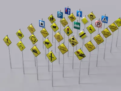 Informative Traffic Signs Low-poly 3D model