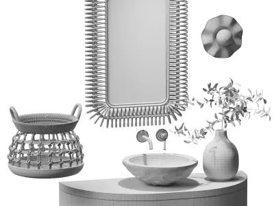 Eco-style bathroom set 3D model