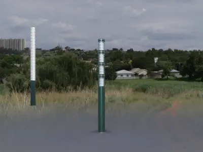 Low-Poly Moss Green Light Column 15 - Street Light Set-9 Low-poly 3D model