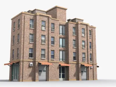 Apartment Building x26 Low-poly 3D model
