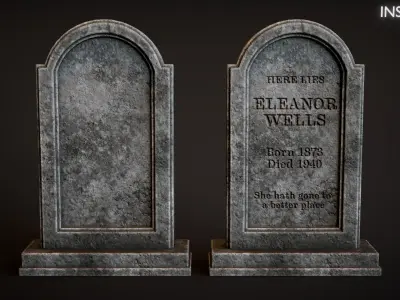 Victorian Arched Tombstone Low-poly 3D model