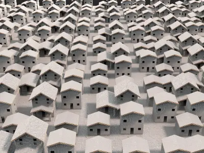 cardboard house SET  Low-poly 3D model