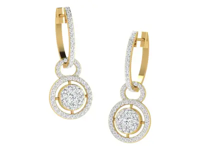 Light Weight Yellow Gold Diamond Earring  -ER-2198 3D print model