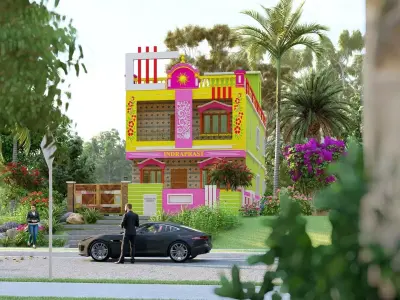 Royal Indian Double Story House Design  3D model