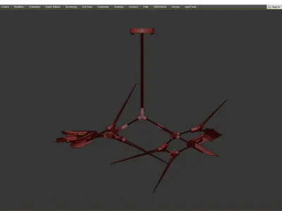Red Spikes Chandelier 6 Low-poly 3D model