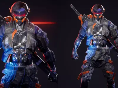 Cyberpunk Street Boy Character Low-poly 3D model