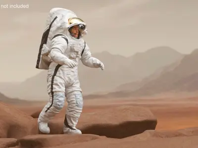  Modern Moon Spacesuit Empty Rigged for Cinema 4D 