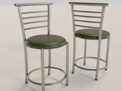 Stainless Steel Artificial Leather Chair Low-poly 3D model