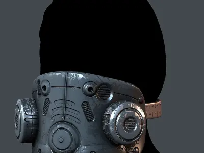 Gas mask helmet 3d model scifi Low-poly  Low-poly 3D model 495
