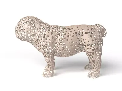 Bulldog Voronoi Low-poly 3D model