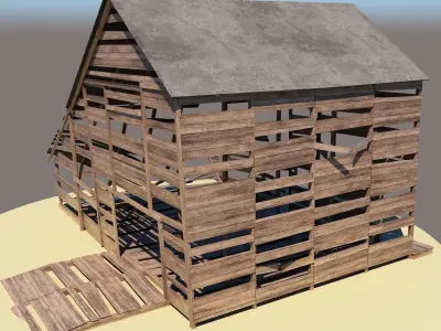 Barn2 wooden barn Low-poly 3D model