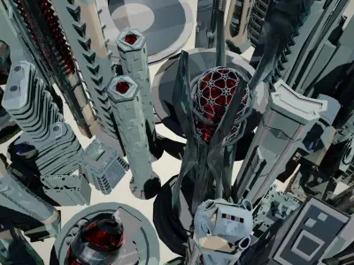35 Futuristic Buildings VOL 2 Low-poly 3D model