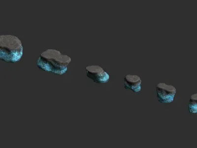 Short Flat Rocks - Energy Low-poly 3D model