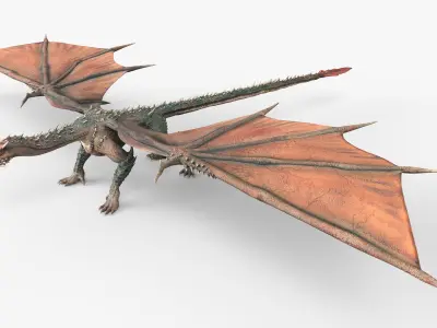  Fantasy Winged Dragon Rigged For Maya 