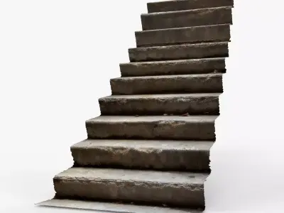 Photorealistic 3D scan of old concrete stairs Low-poly 3D model purchase