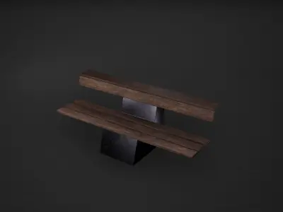 Benches Game Ready bench made of wood and marble Low-poly 3D model