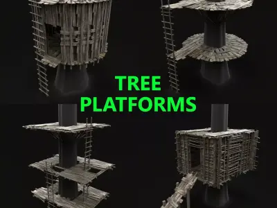 TREE PLATFORM WOODEN HOUSE HUT BRIDGE COLLECTION PACK PACKAGE