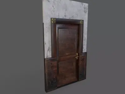 Old Wood Door Plaster Low-poly 3D model