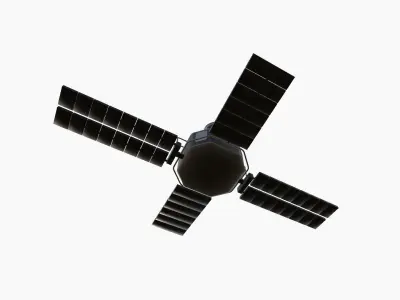 Satellite H04 Steel Red - SciFi Space Design Low-poly 3D model