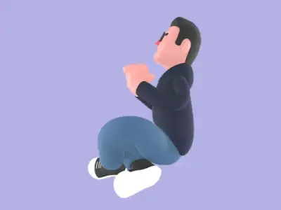 Stylized 3D Male Programmer Character - Hopeful Prayer Pose 3D model