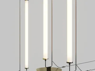 linear metal led floor lamp Low-poly 3D model
