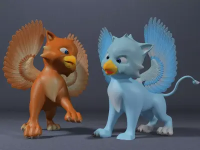 Baby Griffin Rigged Low-poly 3D model