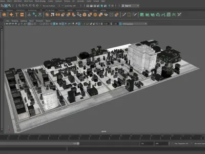 Sci-fi City Cityscape Urban Block Street Architectural  01 Low-poly 3D model
