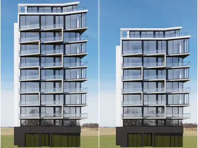 Modern residential building 6 3D model