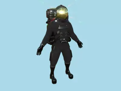 Astronaut Outfit 02 - Black - Character Design Fashion Low-poly 3D model
