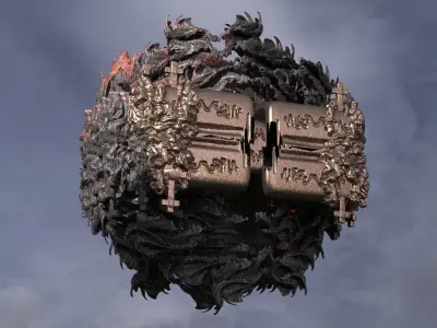 Dantes Inferno Hell Cube Sculpture 6 3D model