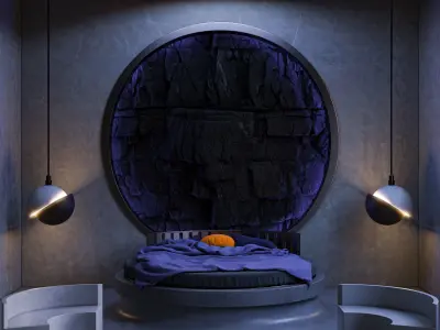 Interior circle bedroom 3D model