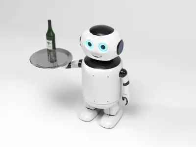 Robot waiter Low-poly 3D model