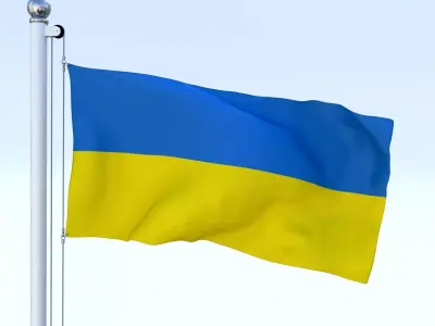 Animated Ukraine Flag Low-poly 3D model