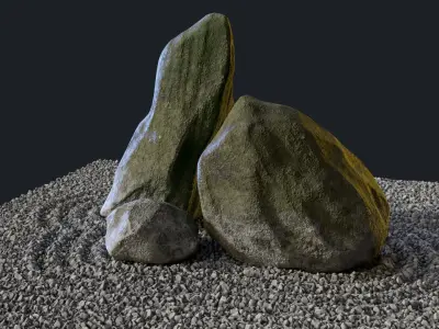 Japanese Rock Zen Garden 01 - Low Poly - PBR Low-poly 3D model