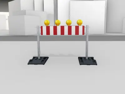 Construction Barrier 5 with warning lights 600-33 250x1200mm Low-poly 3D model