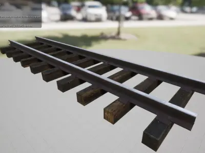 Railroad tracks Low-poly 3D model